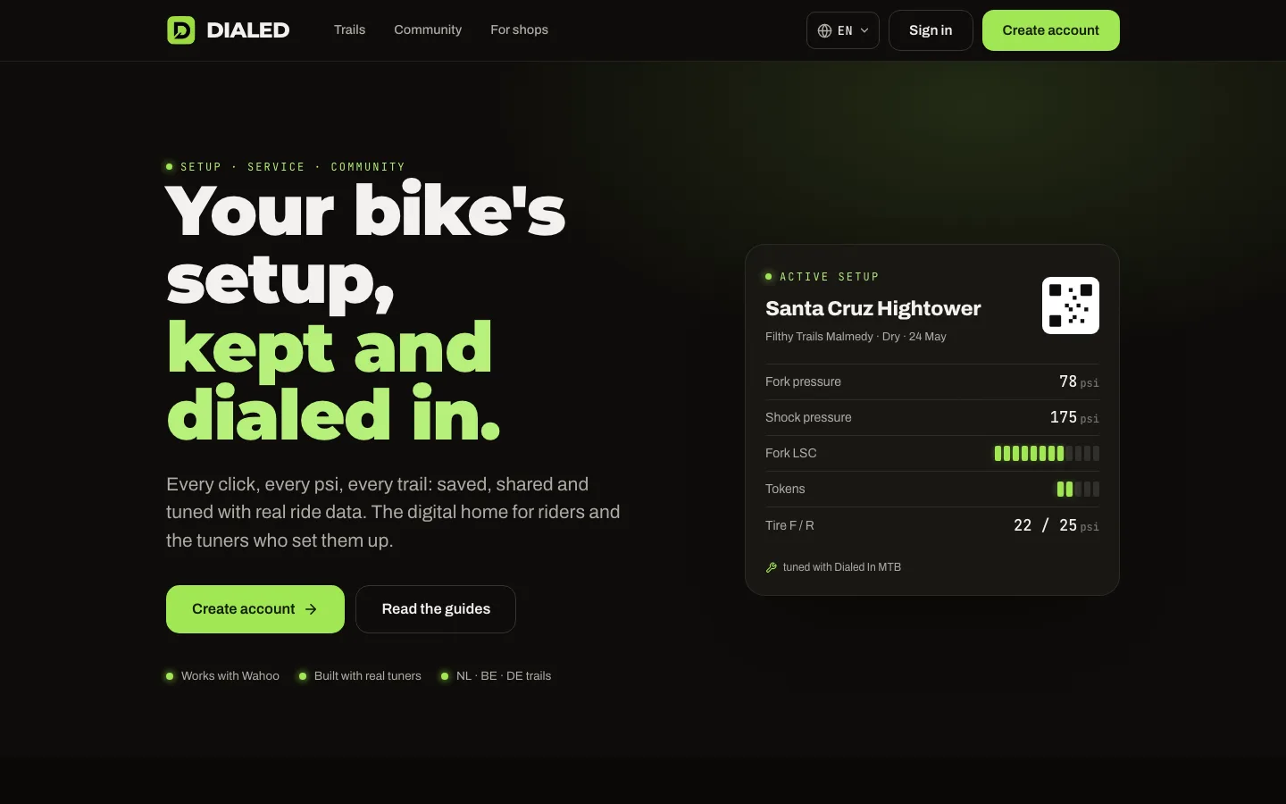 The dialed.at home page