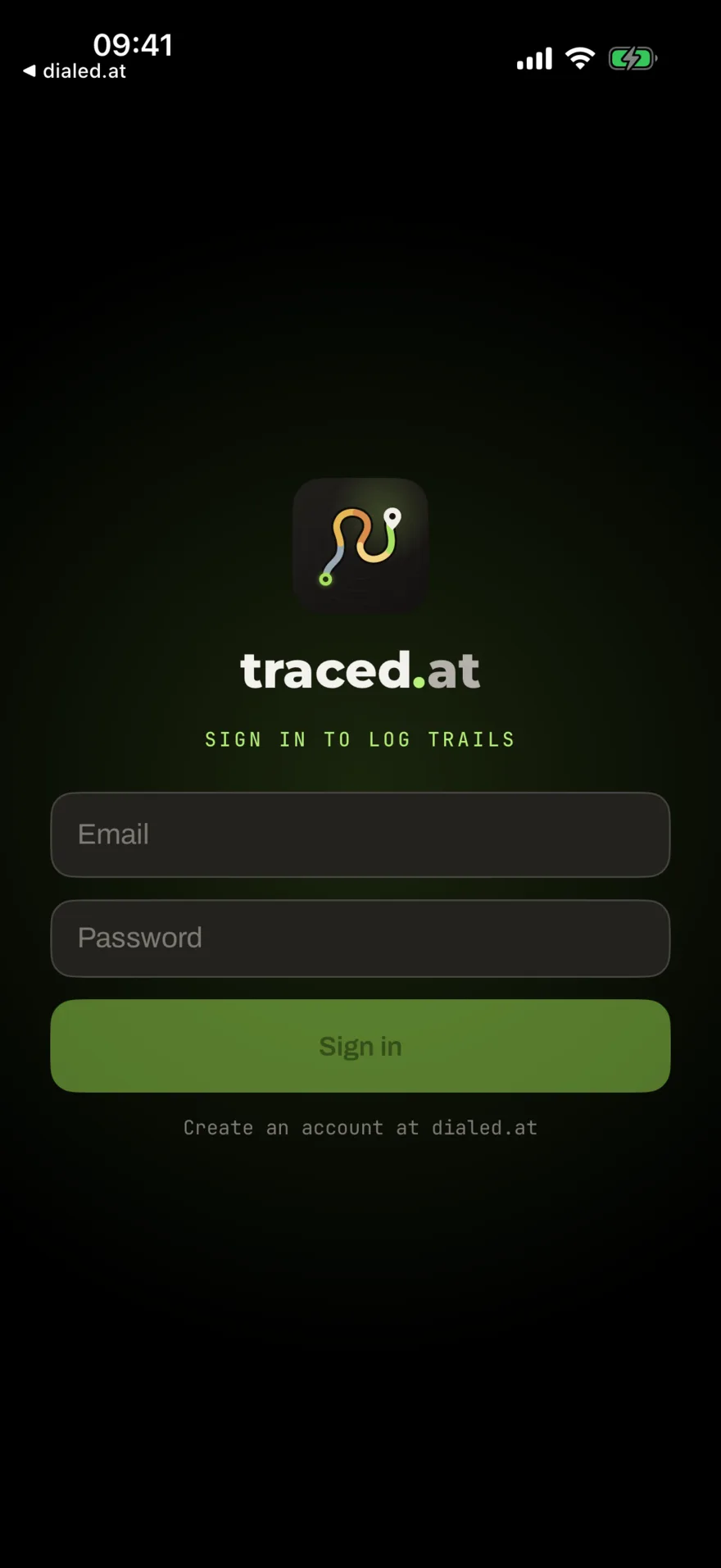 traced.at: sign in to log trails